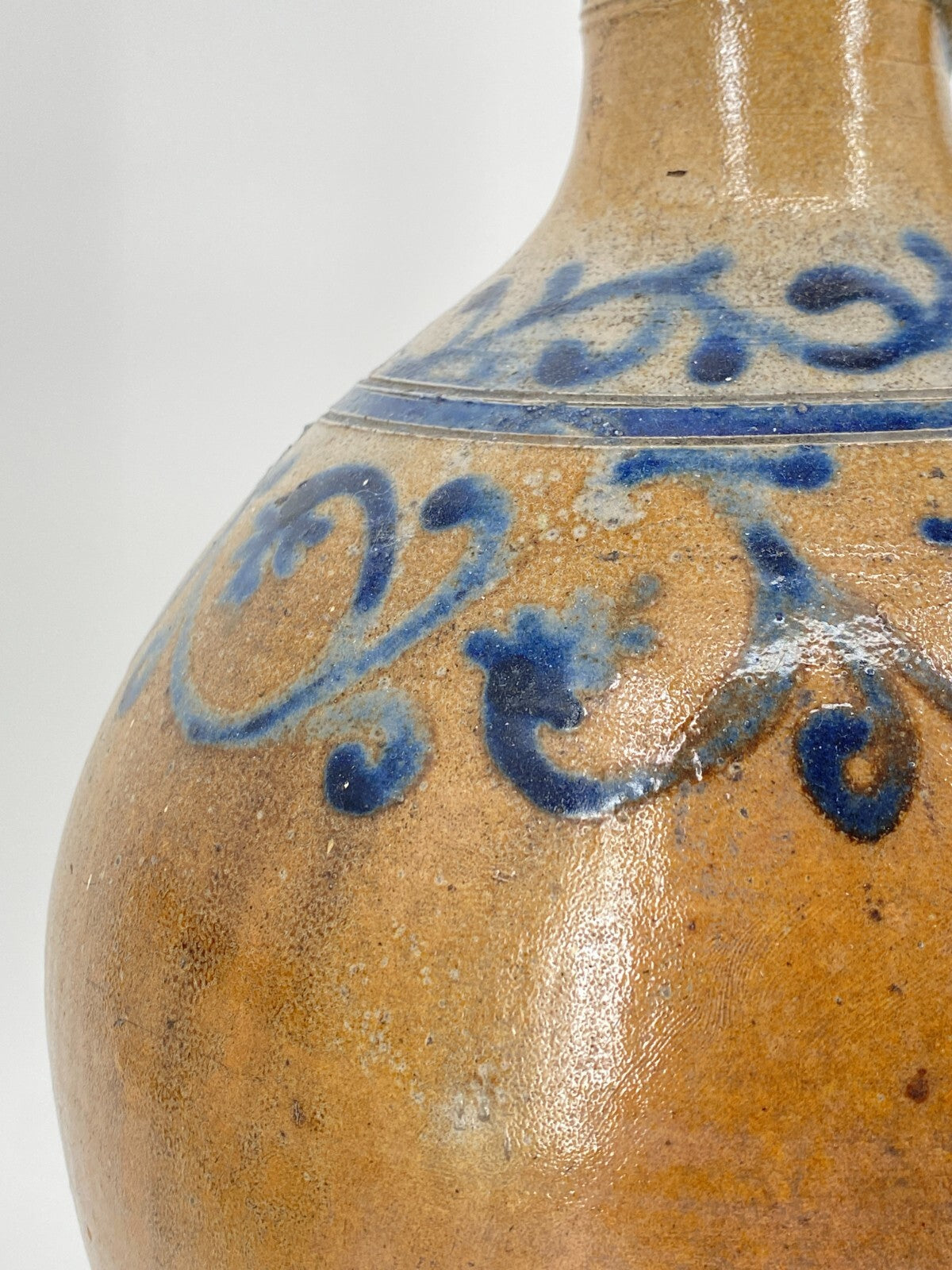* KRUG HENKEL VASE HENKELVASE SALZGLASUR 1900 KERAMIK ANTIK