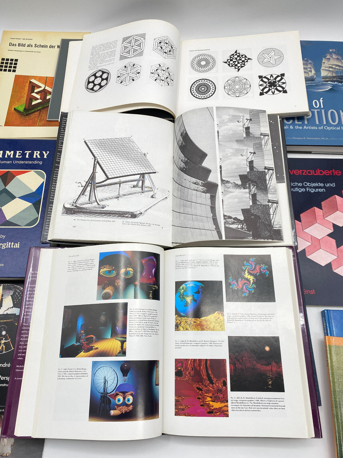 * KONVOLUT 13 BÜCHER BUCH OPTISCHE ILLUSIONEN SYMMETRIE FIGUREN