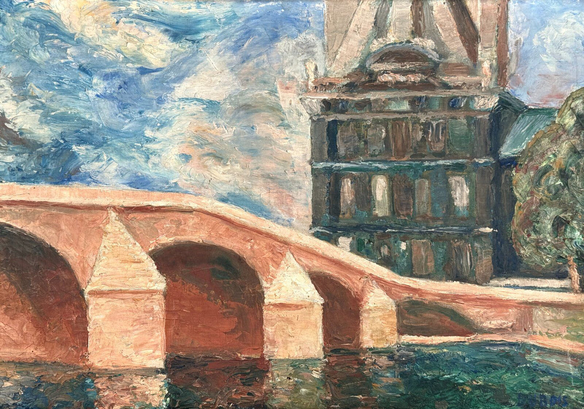*ÖLGEMÄLDE PIERRE DUBOIS HAMBURGER HAFEN KEHRWIEDERSPITZE LEINWAN