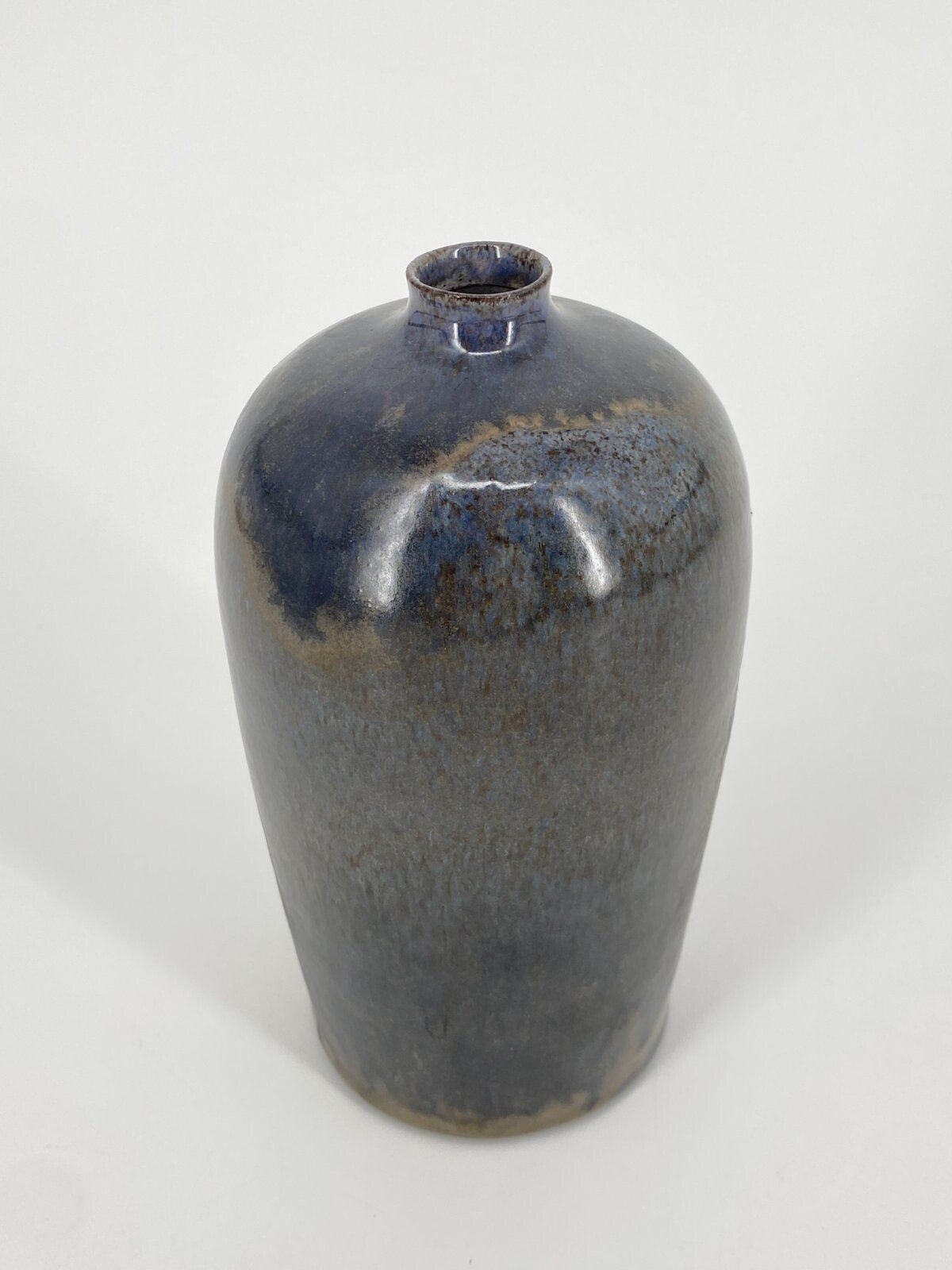 * STUDIOKERAMIK VASE GRAU BLAU BRAUN METALLIC "R" 16,5CM