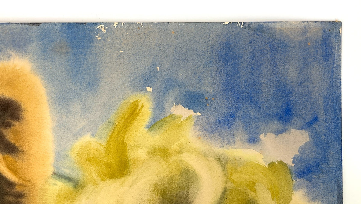 *GEMÄLDE AQUARELL SONNENBLUMEN STILLEBEN 1933 POLNISCH SIGNIERT UNIKAT EXPRESSIO