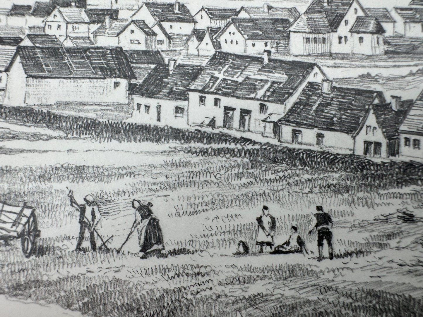 * HEINZ WEHLISCH ZEICHNUNG BURLADINGEN UM 1870 SIGNIERT