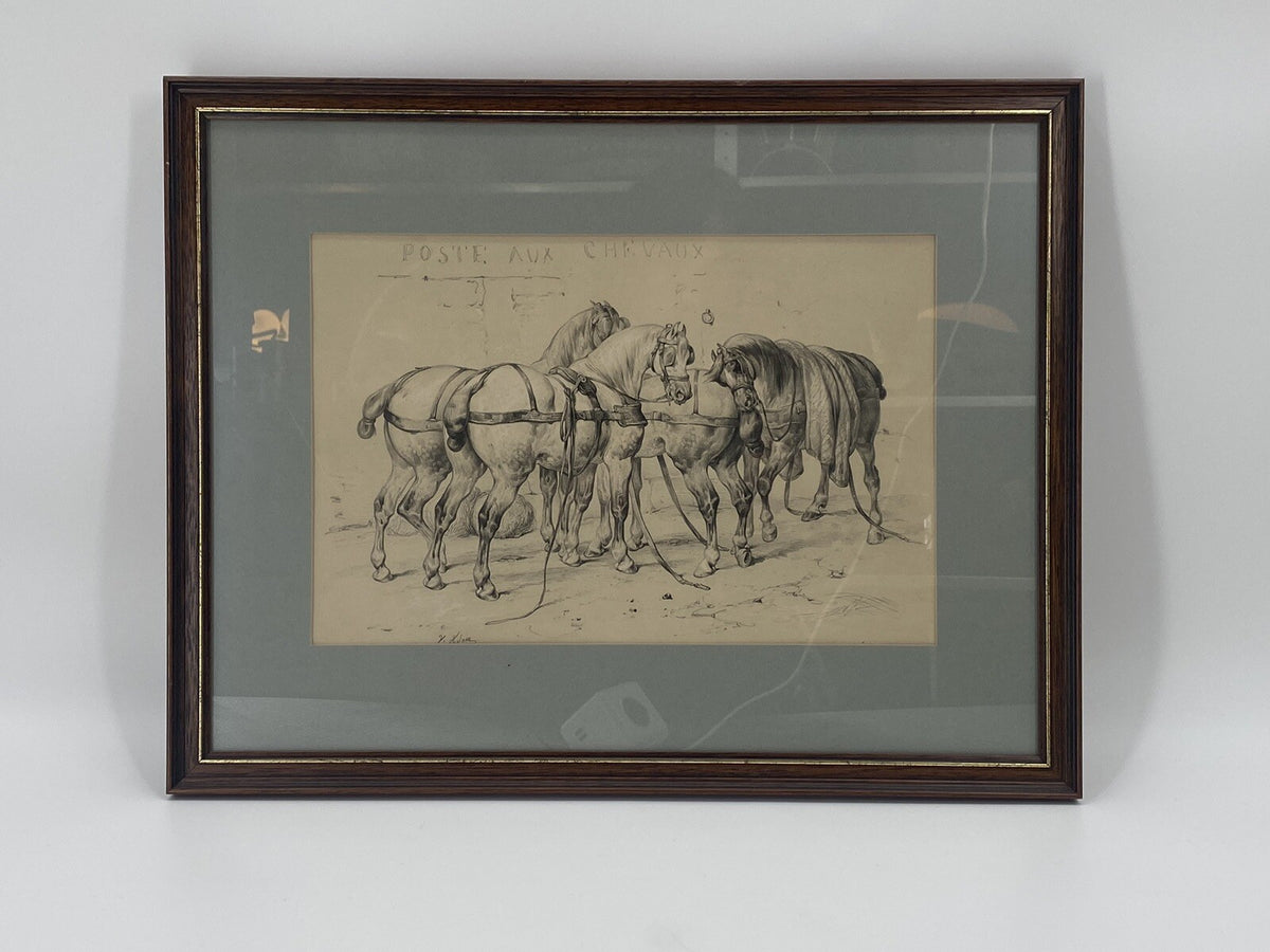 * 2 x VICTOR ADAM 19 JHDT LITHOGRAPHIE POSTE AUX CHEVAUX PFERDE WAGEN TRANSPORT