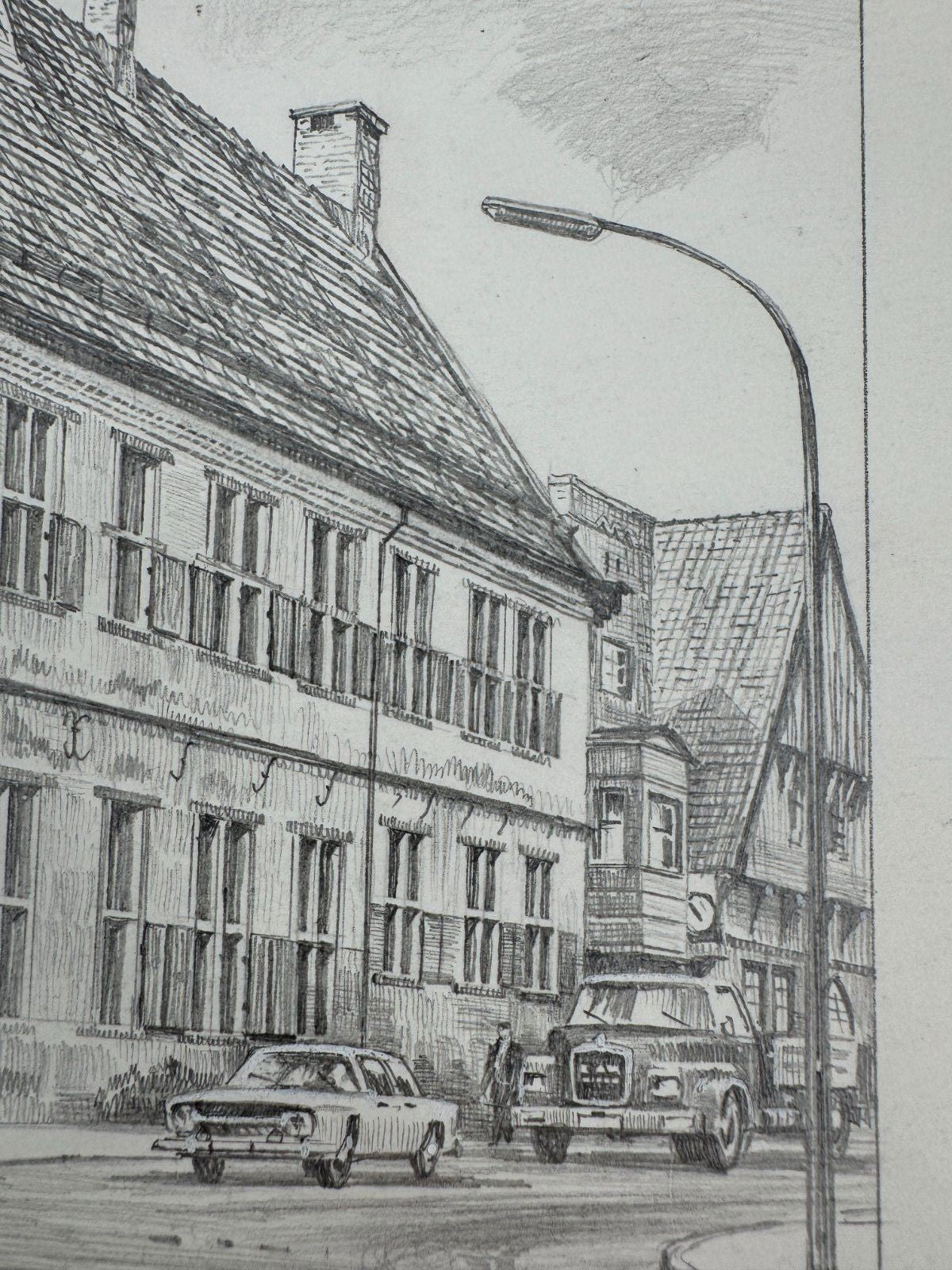 * HEINZ WEHLISCH ZEICHNUNG BURGSTEINFURT ALTES RATHAUS ANSICHT