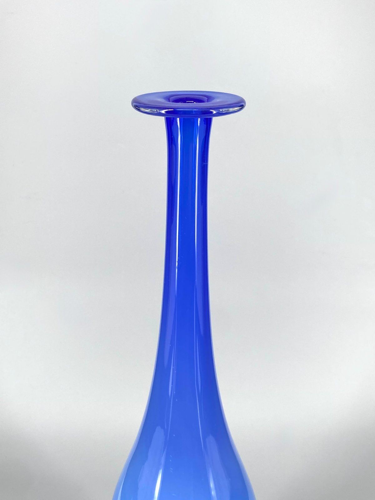 *GLASVASE MURANOGLAS VINTAGE LÄNGLICH 45CM AZURBLAU SPEKTAKULÄR