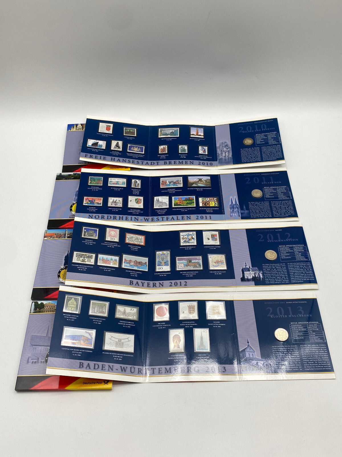 * 2 EURO MÜNZEN GEDENKSET 13 BUNDESLÄNDER MÜNZE BRIEFMARKEN 2006 - 2018