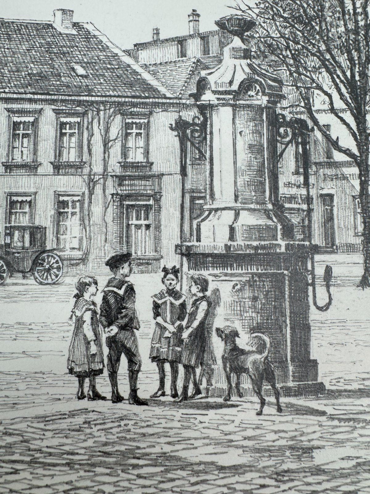 * HEINZ WEHLISCH ZEICHNUNG KANTEN MARKTPLATZ UM 1905 ANSICHT SIGN