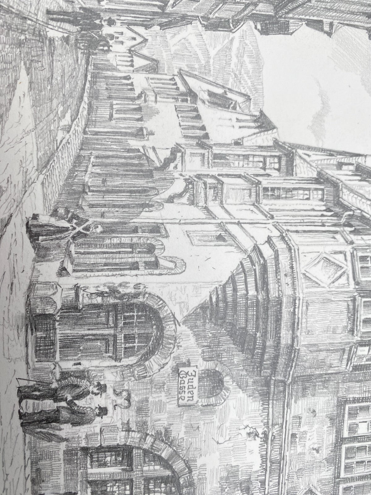 DEUTSCHER KÜNSTLER HEINZ WEHLISCH ZEICHNUNG BINGEN ALTES RATHAUS 1890 SIGNIERT