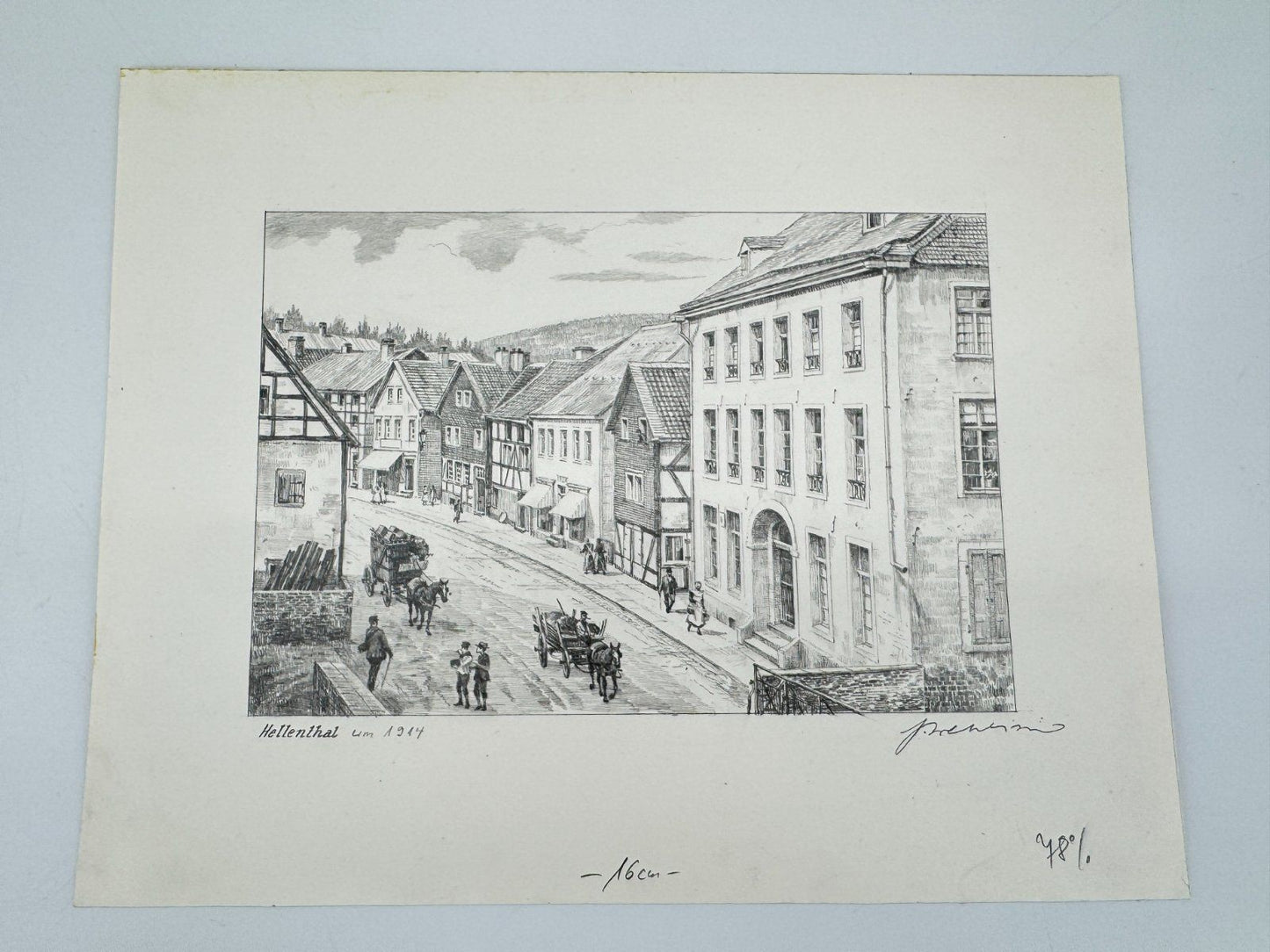 * HEINZ WEHLISCH ZEICHNUNG HELLENTHAL UM 1914 ANSICHT SIGNIERT