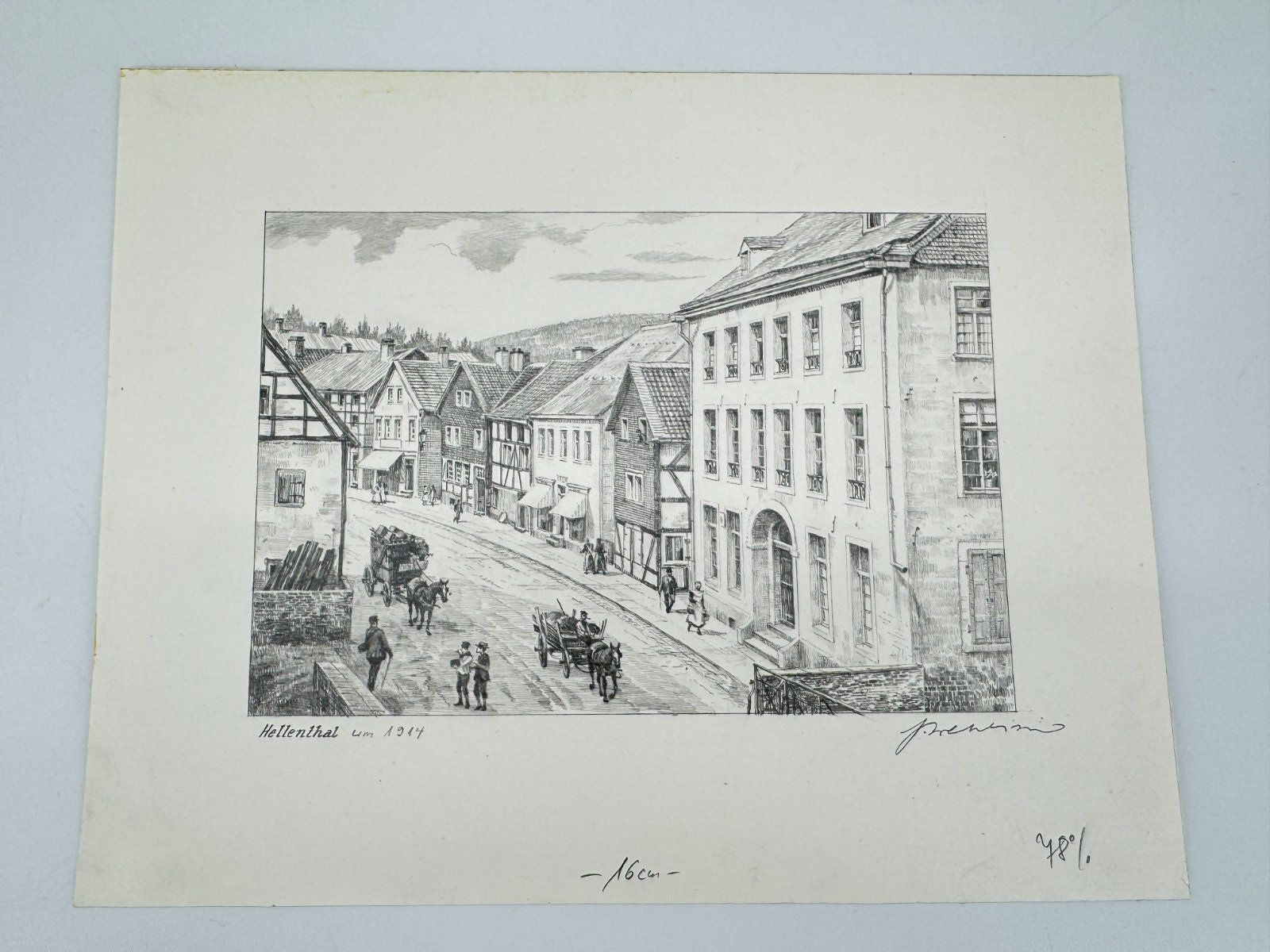 * HEINZ WEHLISCH ZEICHNUNG HELLENTHAL UM 1914 ANSICHT SIGNIERT