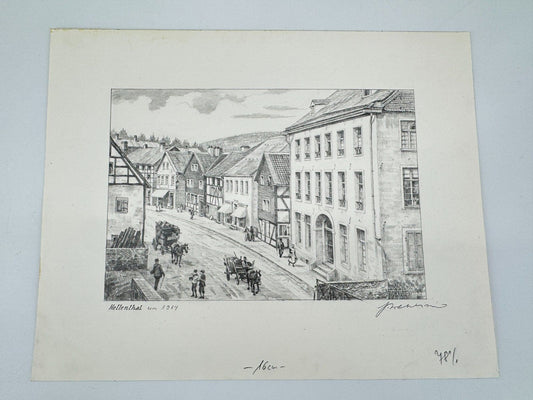 * HEINZ WEHLISCH ZEICHNUNG HELLENTHAL UM 1914 ANSICHT SIGNIERT