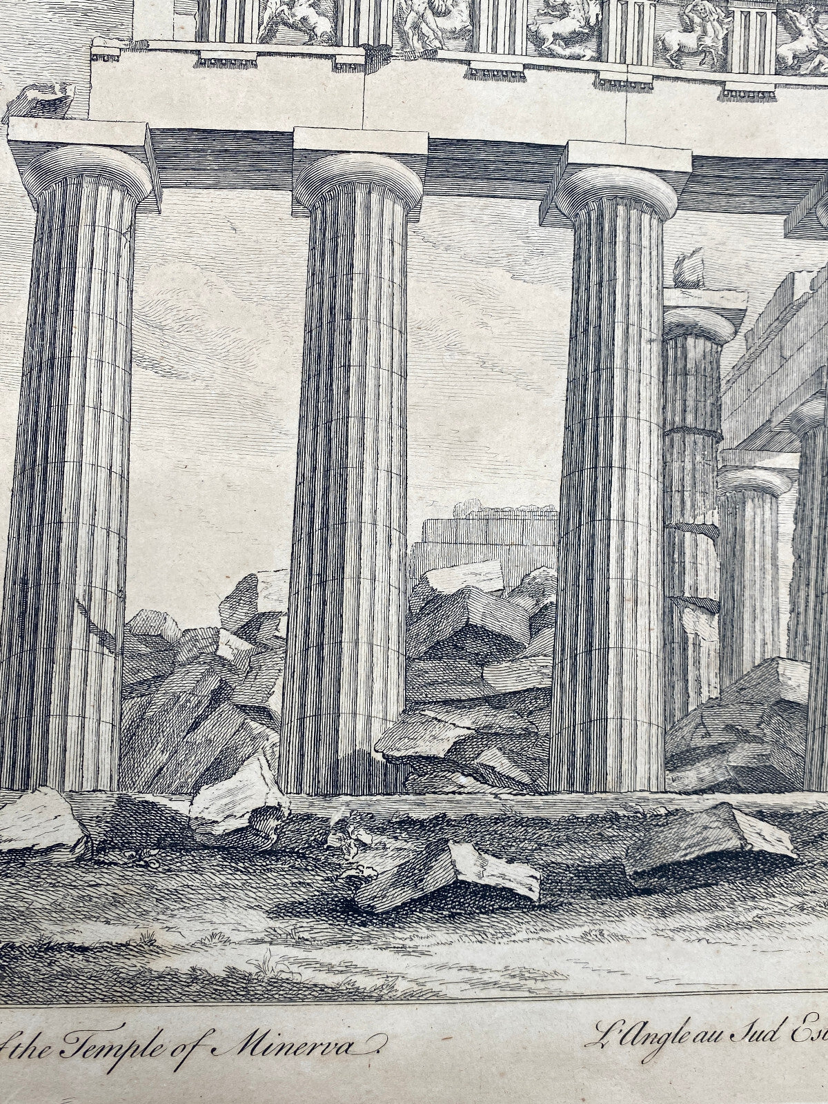 * ORIGINAL DRUCK STICH RADIERUNG TEMPEL MINERVA R DALTON J BASIRE ANTIK 18 JHDT