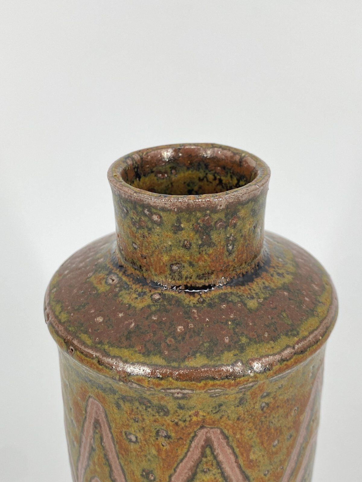 * STUDIOKERAMIK VASE METALLIC PFAUENFEDER DANISH DESIGN VINTAGE