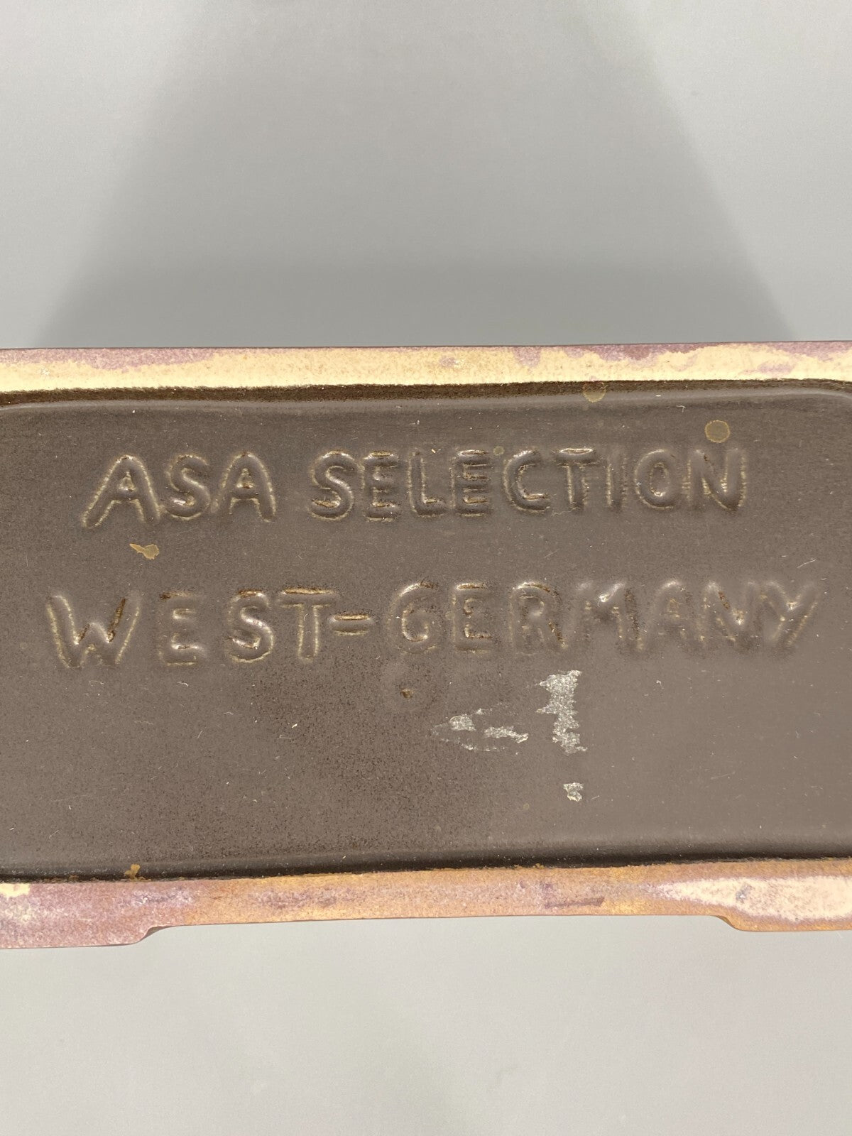 * VASE FLACH ASA SELECTION WEST GERMANY BRAUN KERAMIK GLÄNZEND VINTAGE