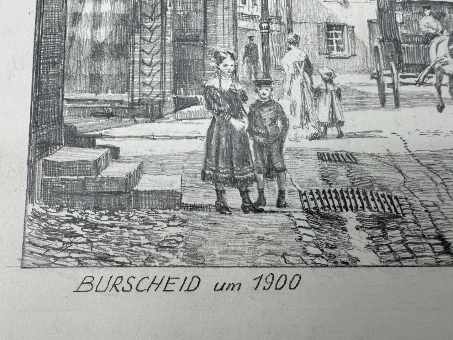 * HEINZ WEHLISCH ZEICHNUNG BURSCHEID UM 1900 ANSICHT SIGNIERT
