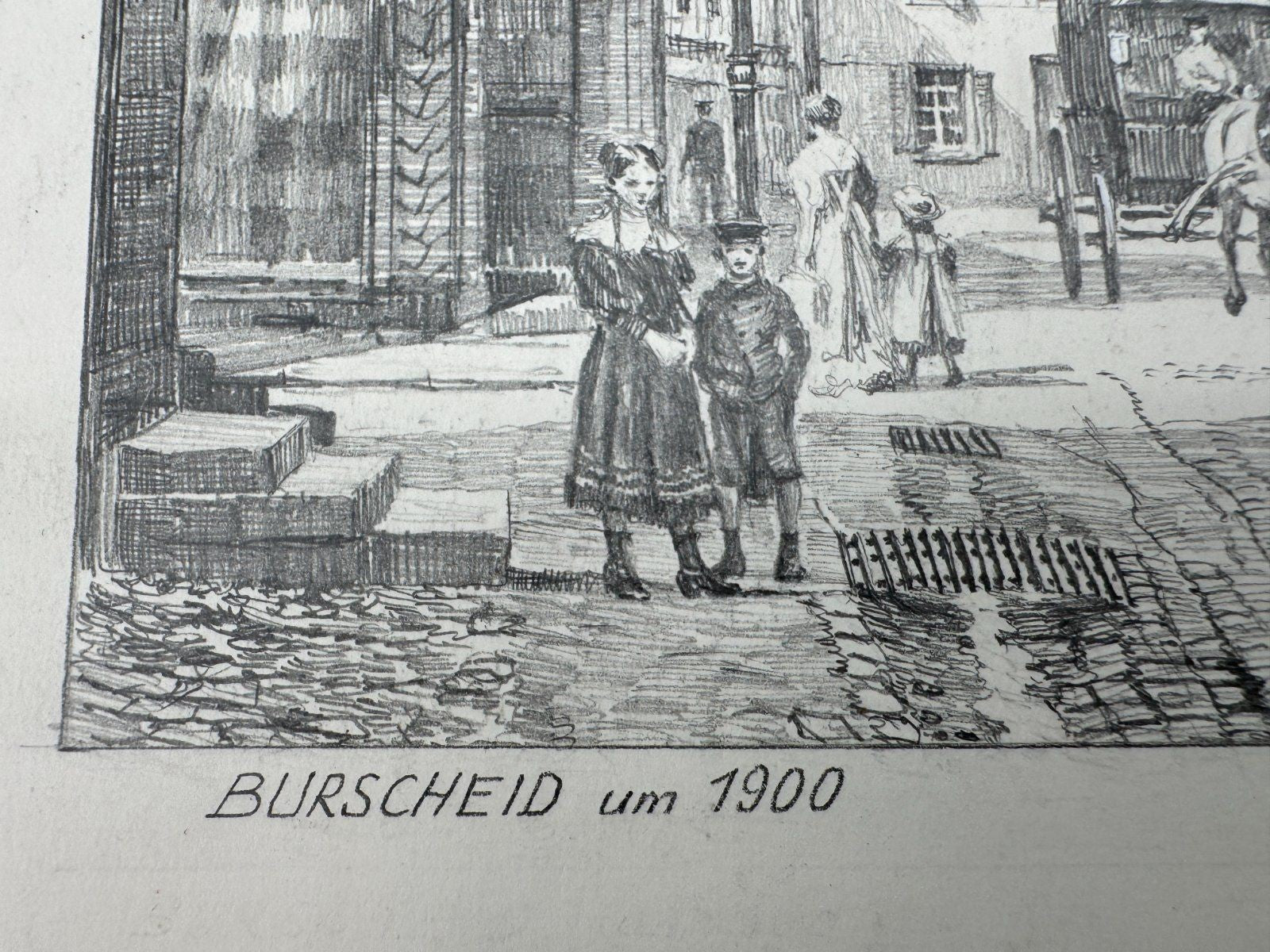 * HEINZ WEHLISCH ZEICHNUNG BURSCHEID UM 1900 ANSICHT SIGNIERT