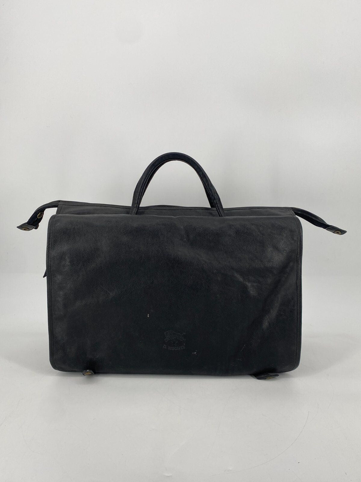 * VINTAGE IL BISONTE ECHT LEDER TASCHE SCHWARZ ITALY DESIGN