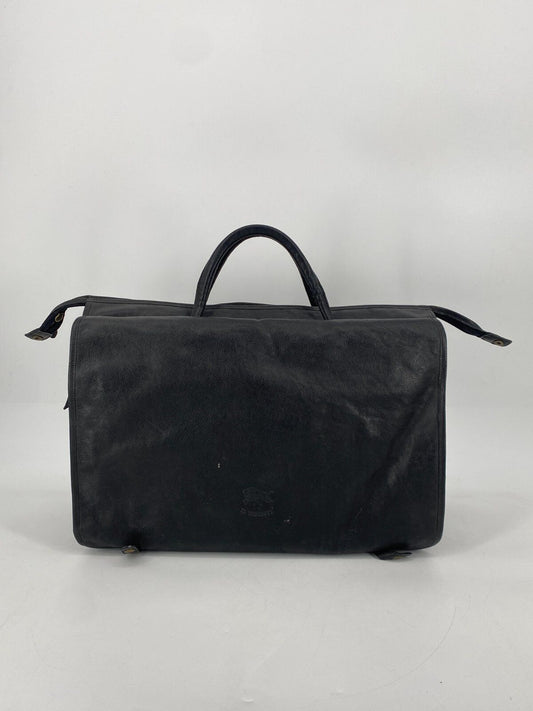 * VINTAGE IL BISONTE ECHT LEDER TASCHE SCHWARZ ITALY DESIGN