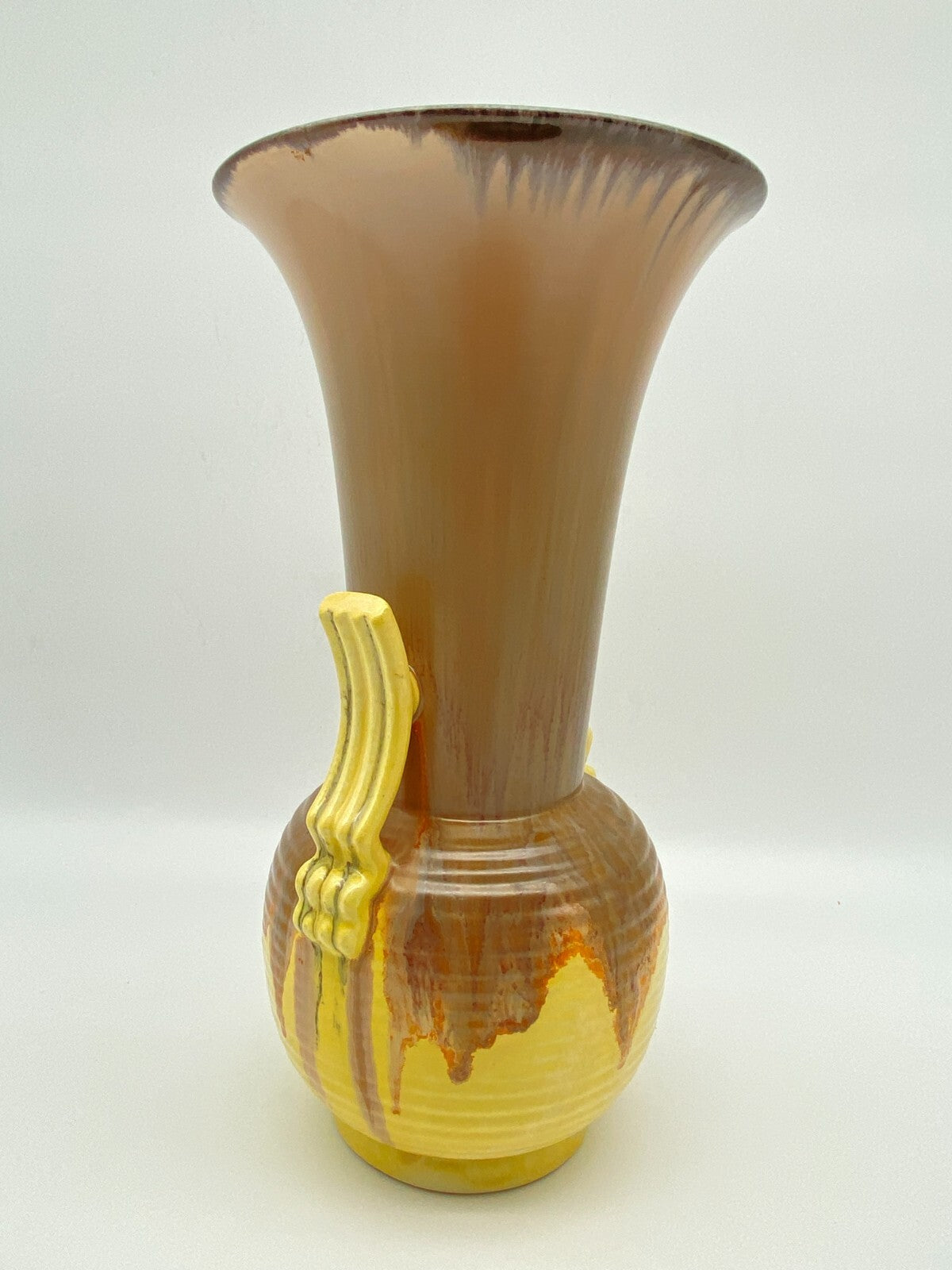 STEULER KERAMIK VASE LAUFGLASUR HENKEL AMPHORE FAT LAVA 30er ART DECO
