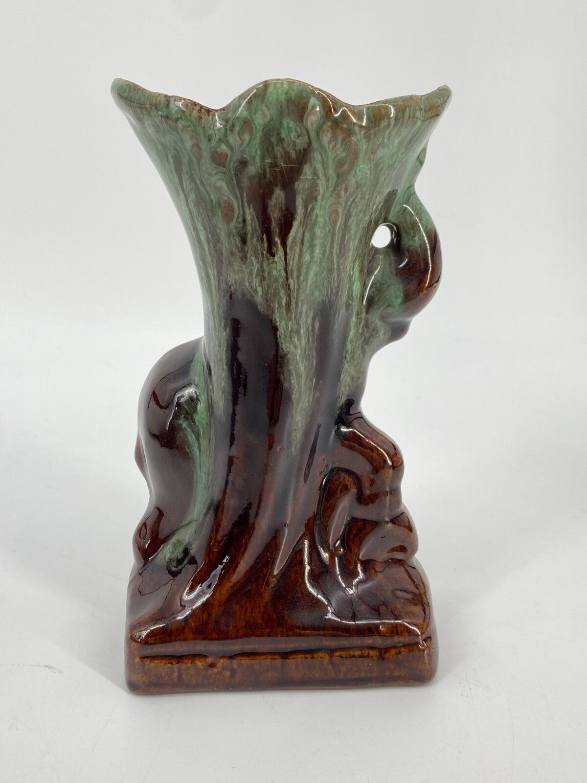 * KLEINE KERAMIK VASE FONTÄNE ELEFANT TÜRKIS BRAUN VINTAGE