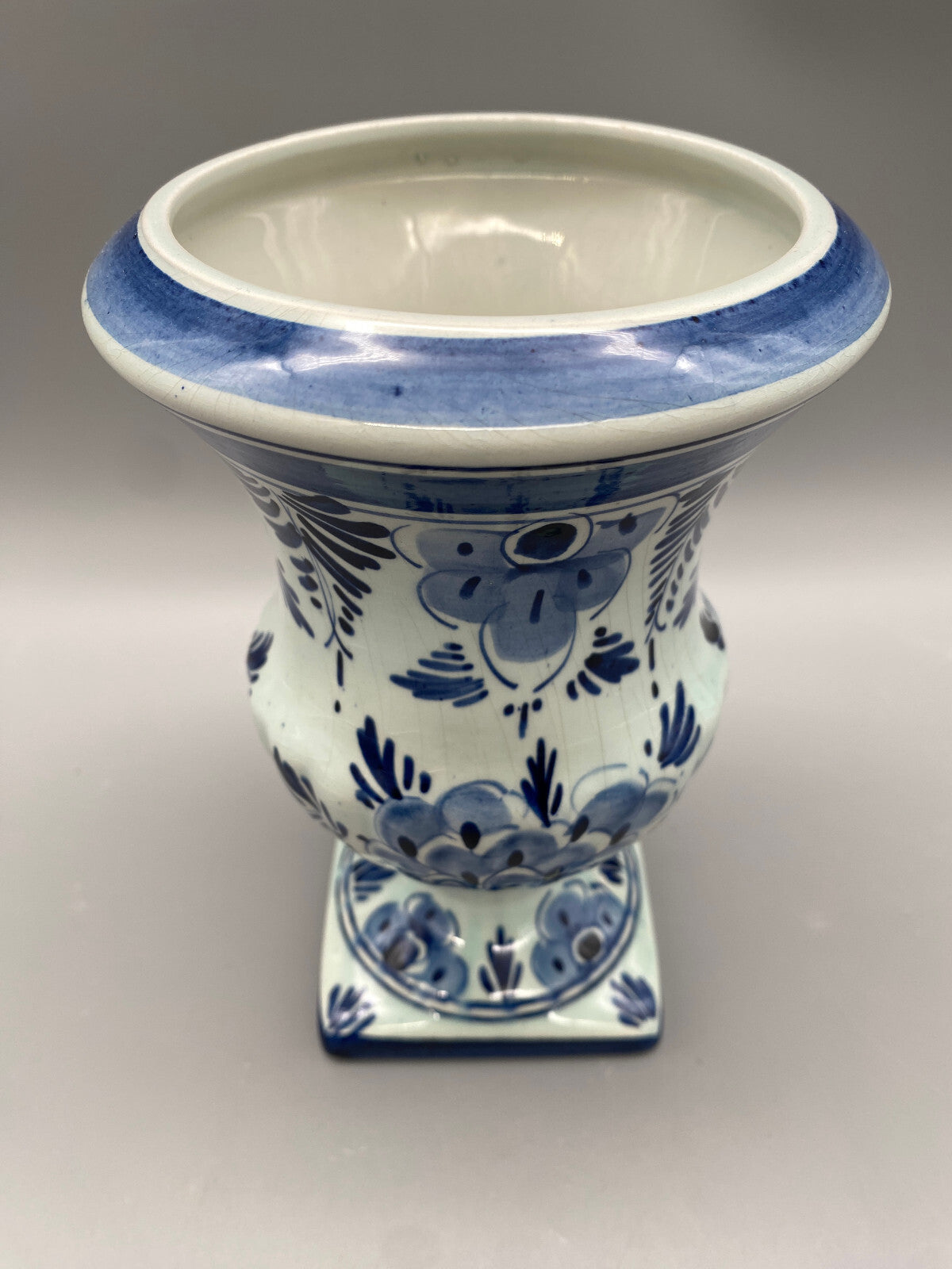 ALTE DELFTER PORZELLAN VASE BLUMENVASE HOLLAND HANDBEMALT 1950ER JAHRE