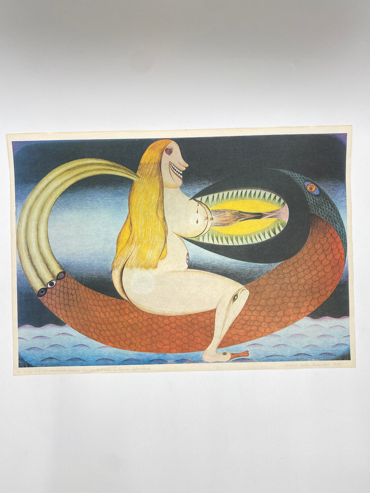 * FRIEDRICH SCHRÖDER SONNENSTERN KUNSTDRUCK SURREALISMUS KUNST 1959 50ER VINTAGE