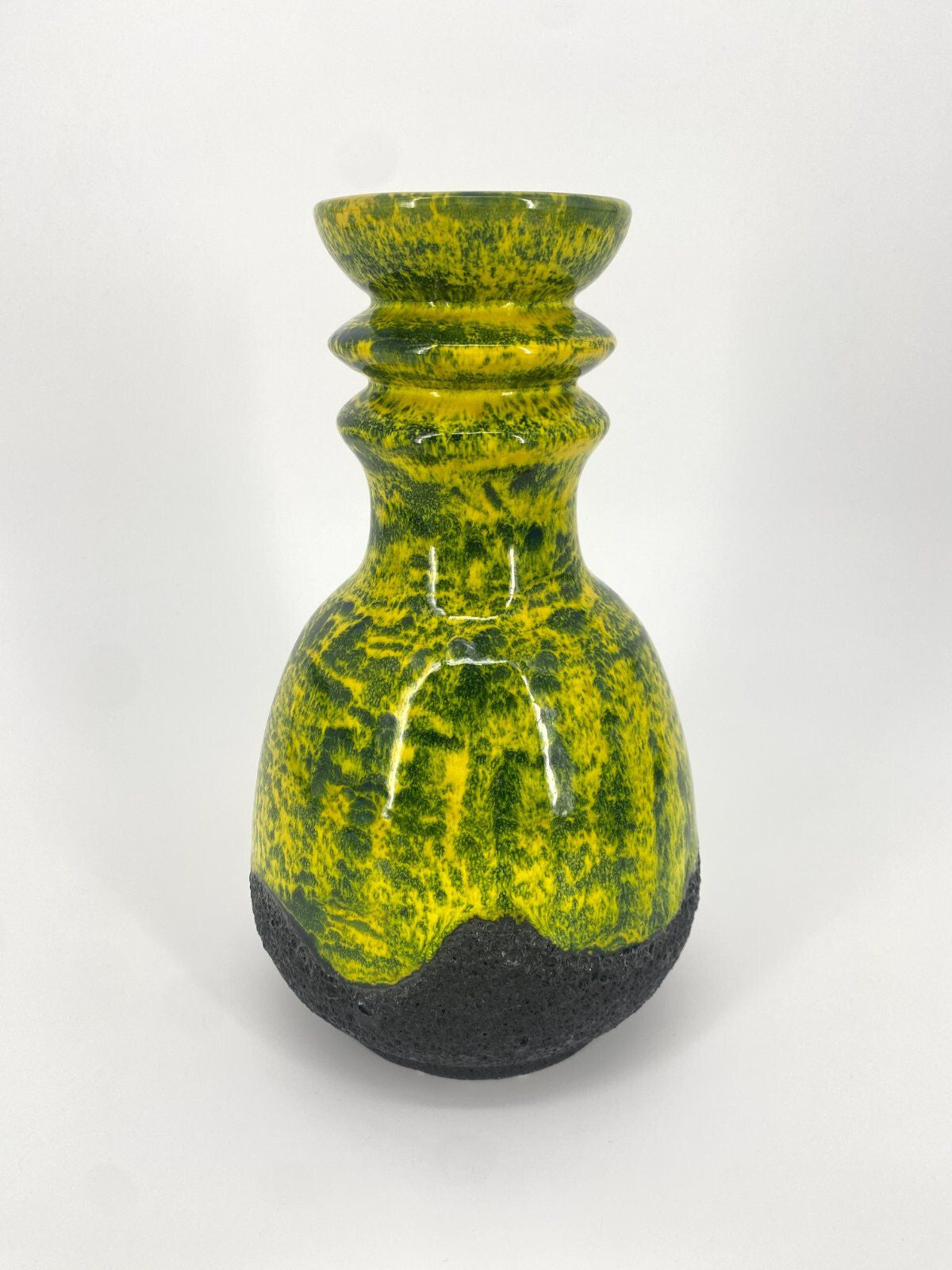 * STUDIOKERAMIK FAT LAVA KRUG VASE GRÜN SCHWARZ W.-GERMANY 70ER
