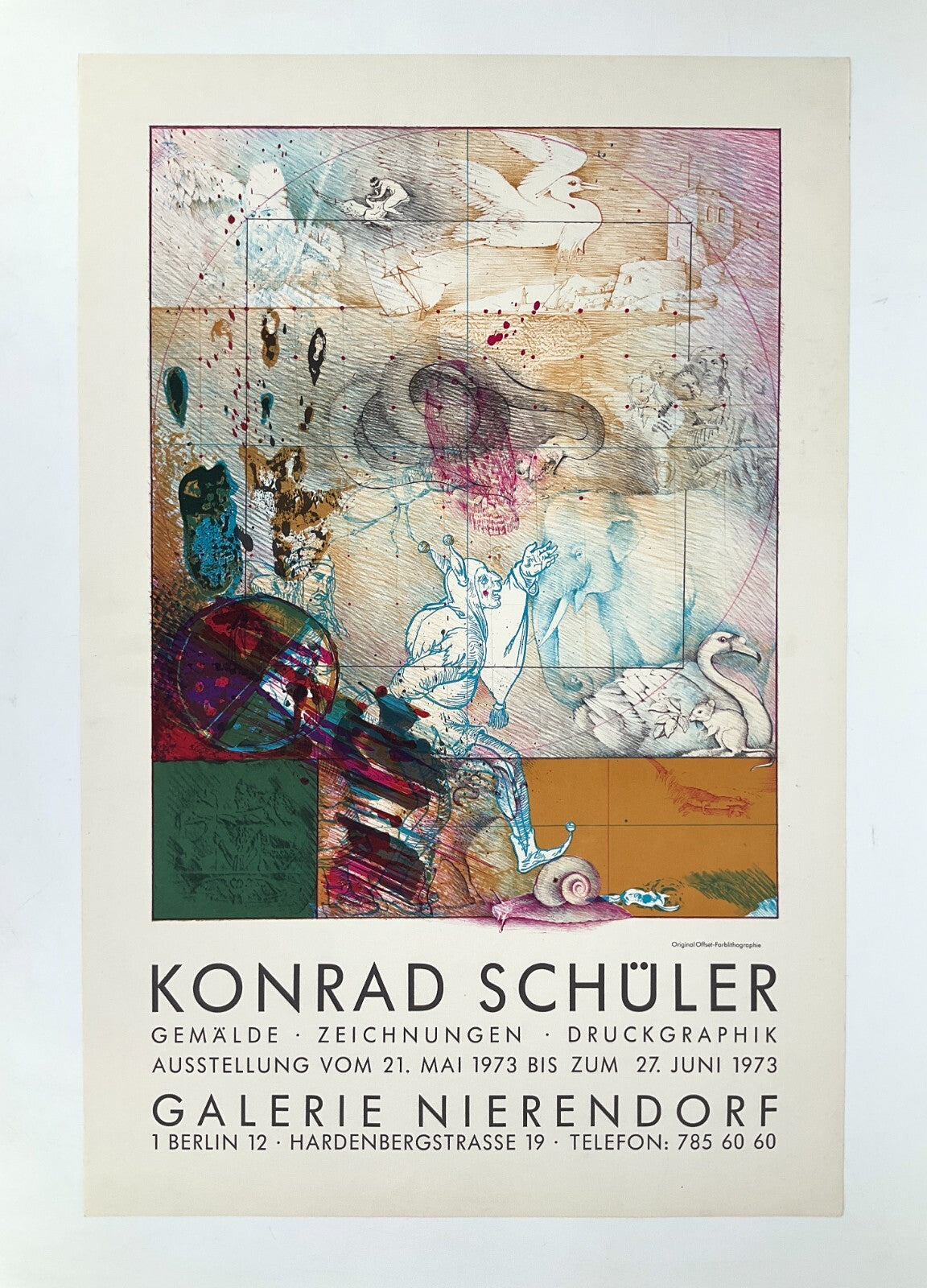 *PLAKAT KONRAD SCHÜLER GALERIE NIERENDORF BERLIN 1973 OFFSET FARBLITHOGRAFIE