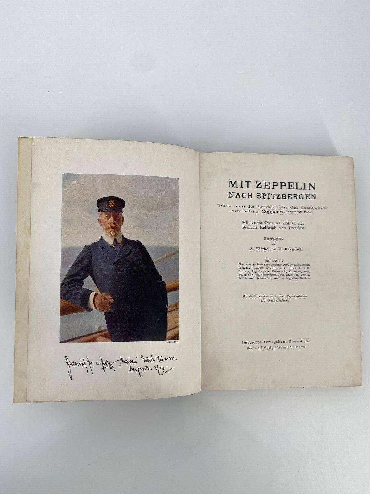 *MIT DEM ZEPPELIN NACH SPITZBERGEN ALTES BUCH 1911 INKLUSIVE FARBFOTOS UND KARTE