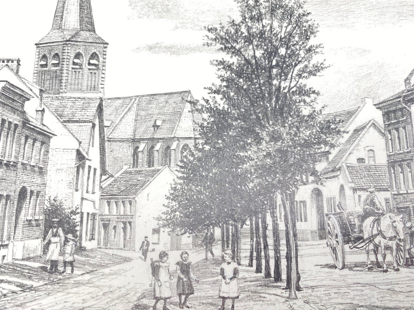 HEINZ WEHLISCH ZEICHNUNG ÜBACH OBERSTRAßE HANDSIGNIERT