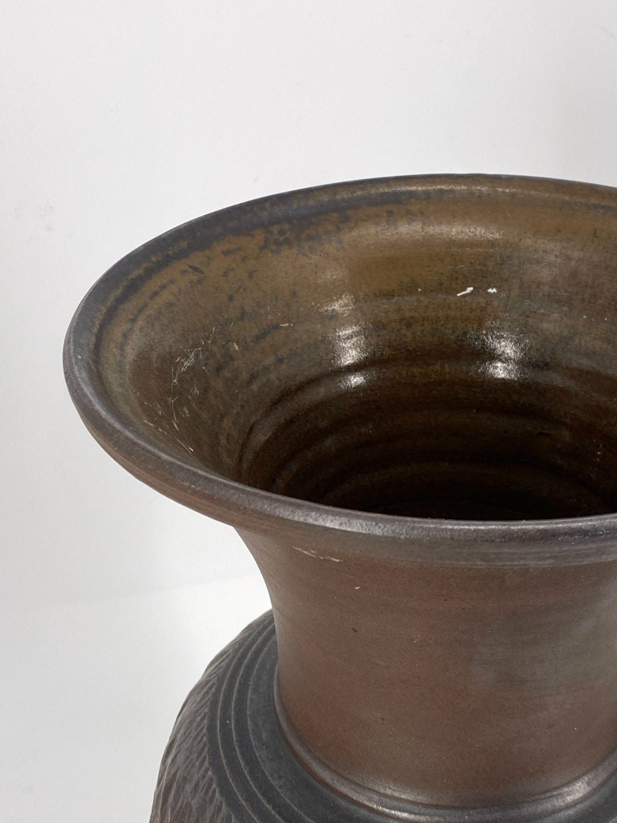 * GROßE STUDIOKERAMIK VASE BRAUN BODENVASE 49cm VINTAGE 70er