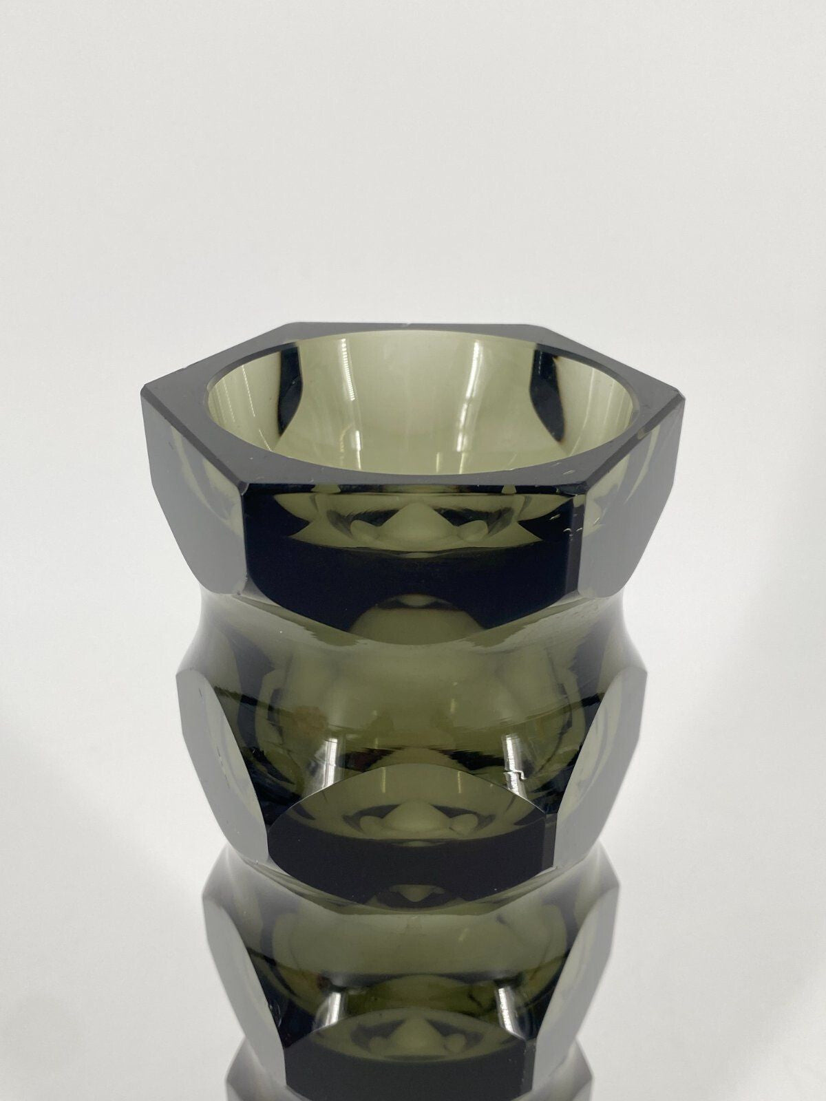 * GLAS VASE DUNKELGRÜN OLDRICH LIPSKY TSCHECHIEN VINTAGE 20CM