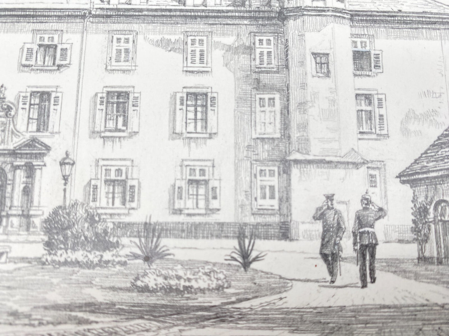 DEUTSCHER KÜNSTLER HEINZ WEHLISCH ZEICHNUNG BADEN BADEN NEUES SCHLOSS SIGNIERT