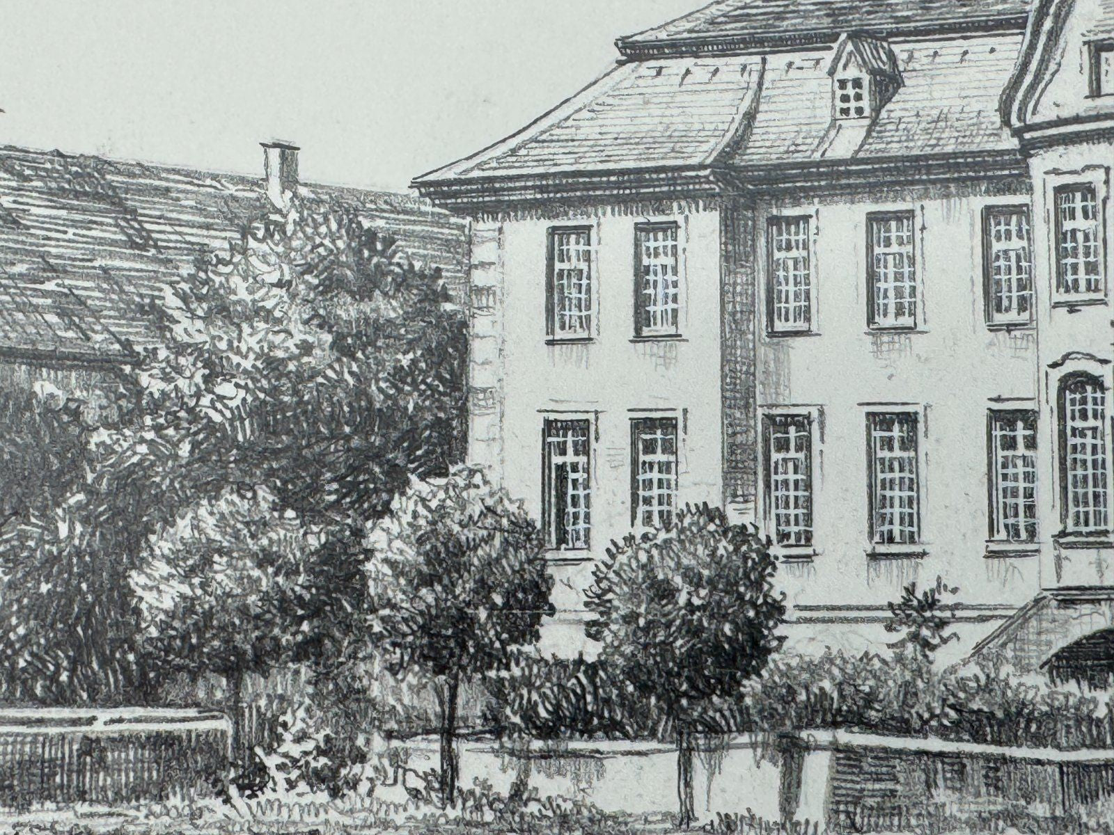 * HEINZ WEHLISCH ZEICHNUNG SCHLOß HARKOTTEN WARENDORF ANSICHT SIGNIERT