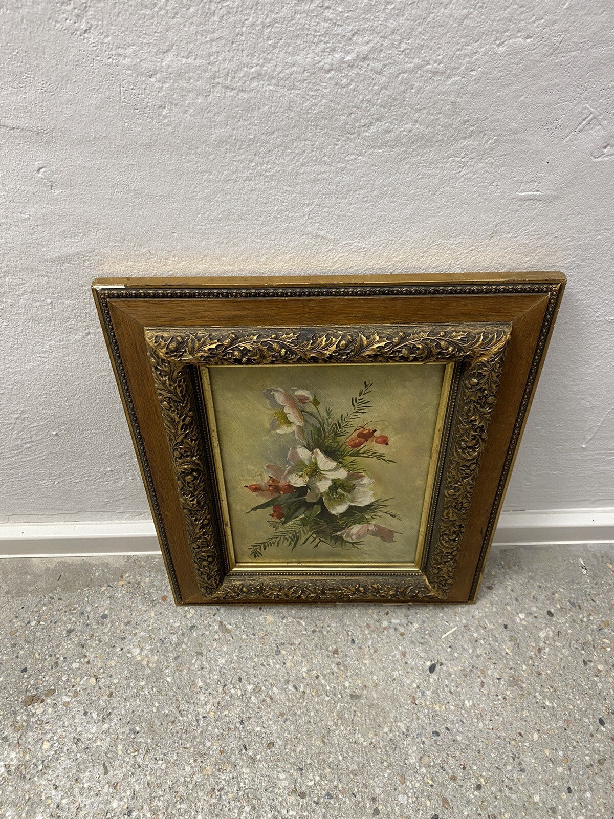 * GEMÄLDE ACRYLGEMÄLDE BLUMENMALEREI BLUMEN BOUQUET BILD VINTAGE RAHMEN