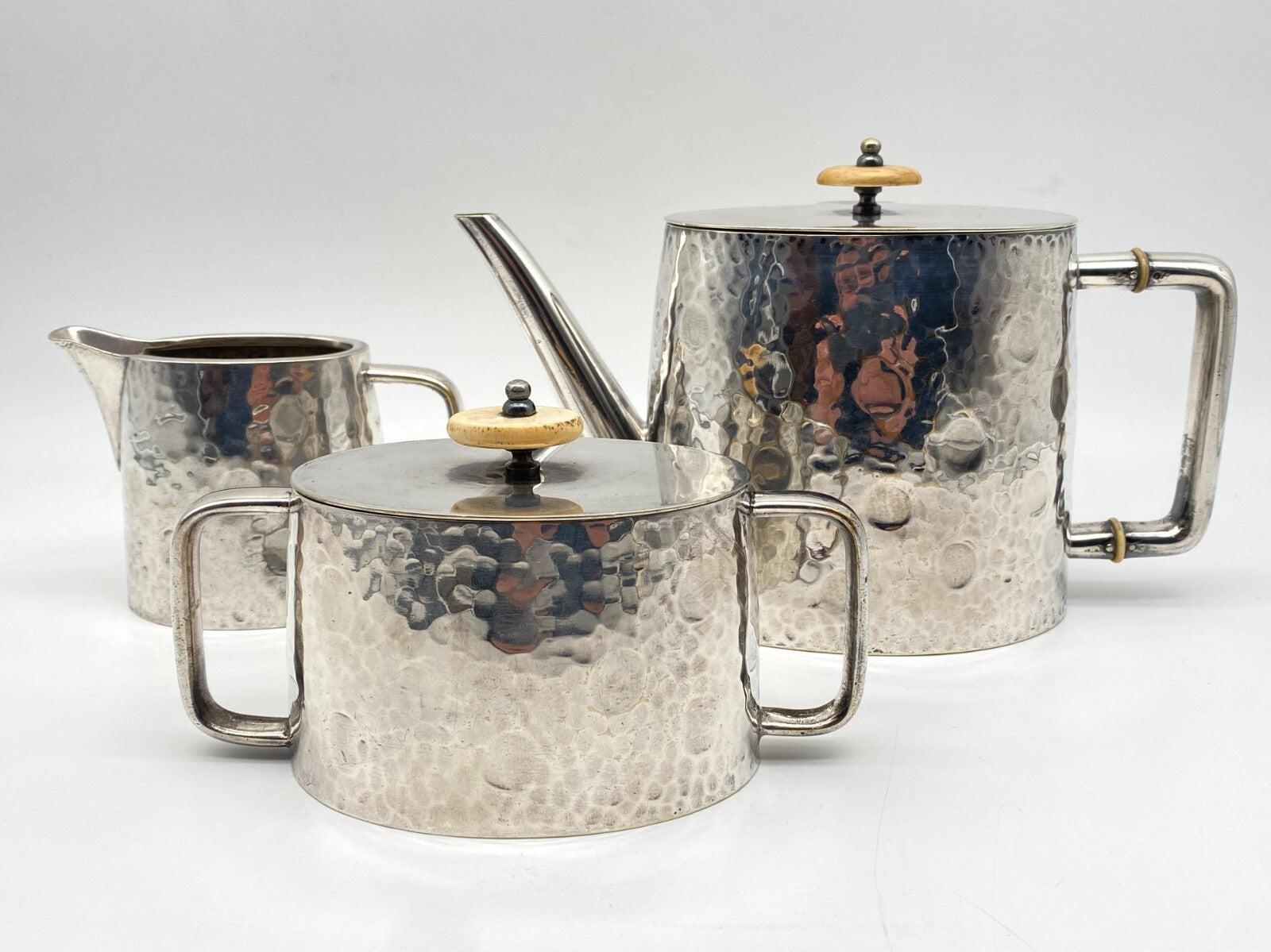 TEE SERVICE BERLINER ELECTROPLATED WARENFABRIK BEPWF 1930er ART DECO SAHNE ZUCKE