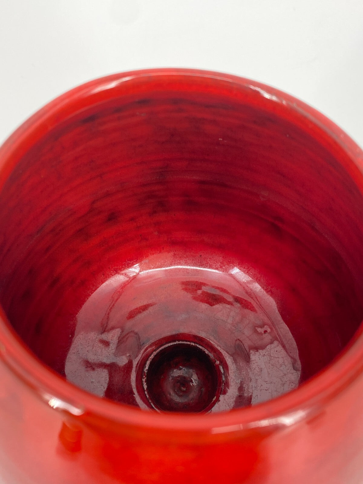 * KERAMIK VASE MIT FUß ROT MID CENTURY 60ER ITALIEN STUDIOKERAMIK