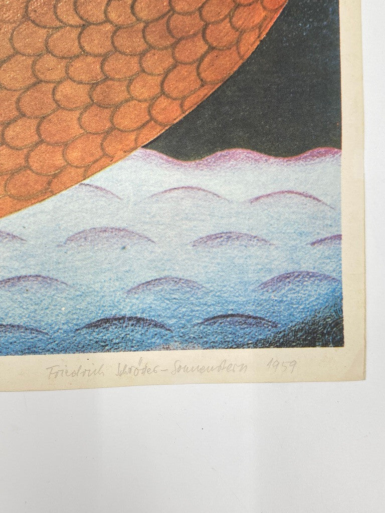 * FRIEDRICH SCHRÖDER SONNENSTERN KUNSTDRUCK SURREALISMUS KUNST 1959 50ER VINTAGE