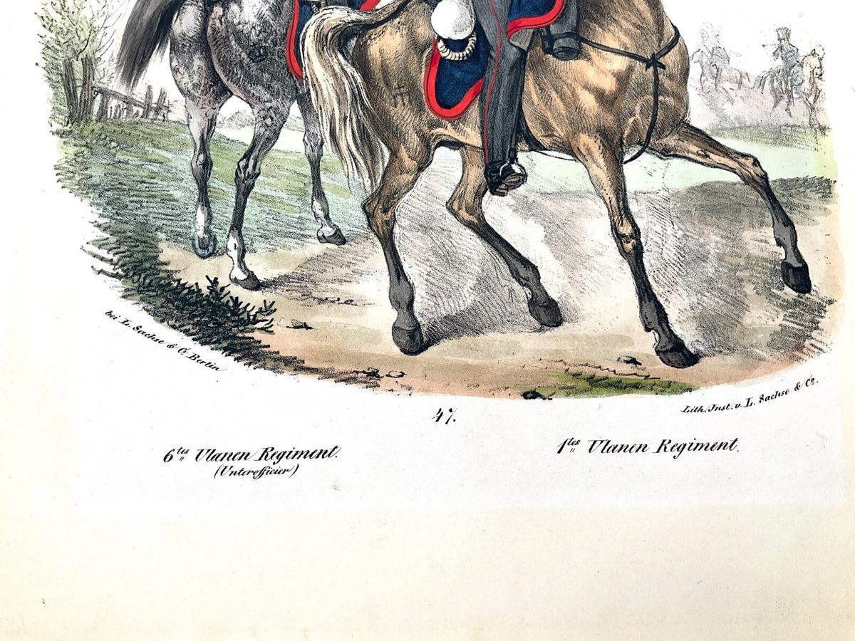 *LITHOGRAFIE L. SACHSE UNTEROFFICIER PREUßISCHE ARMEE ULANEN REGIMENT 1830 BERLI