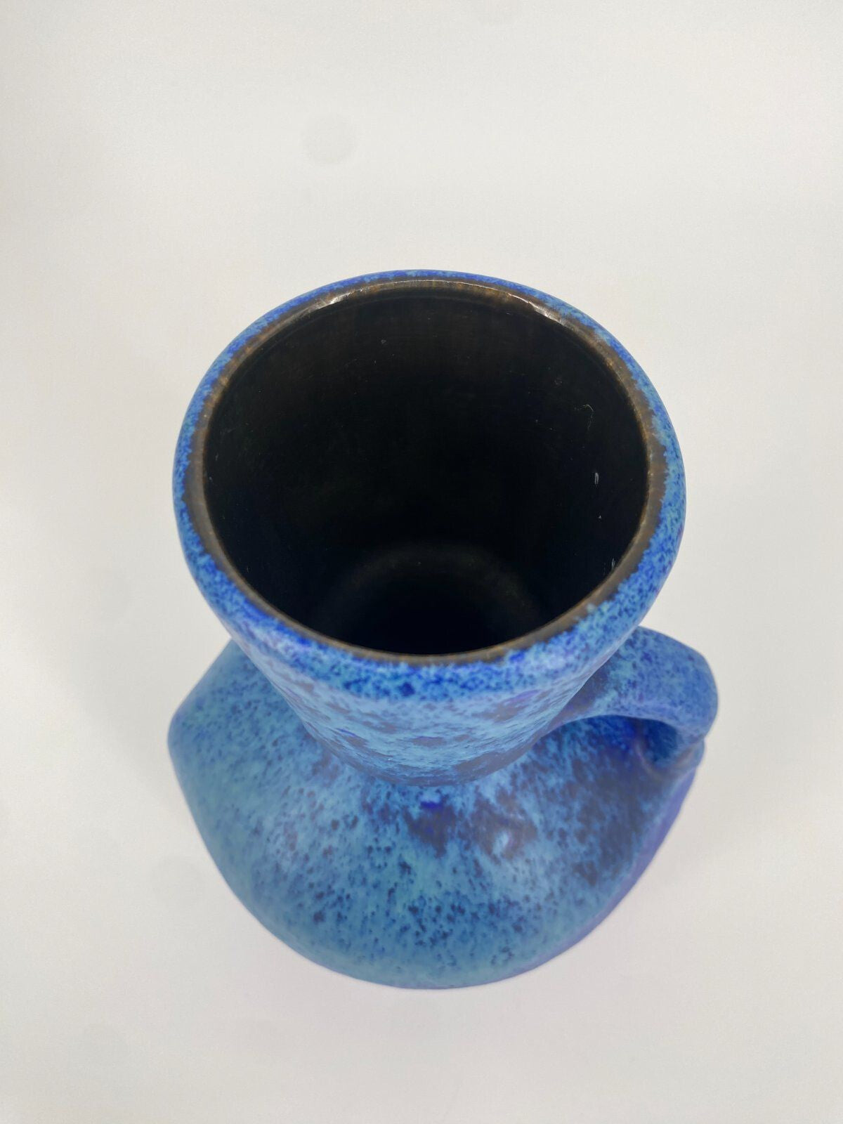 *STUDIOKERAMIK VASE BLAU FAT LAVA LAUFGLASUR W.-GERMANY 60ER 70ER