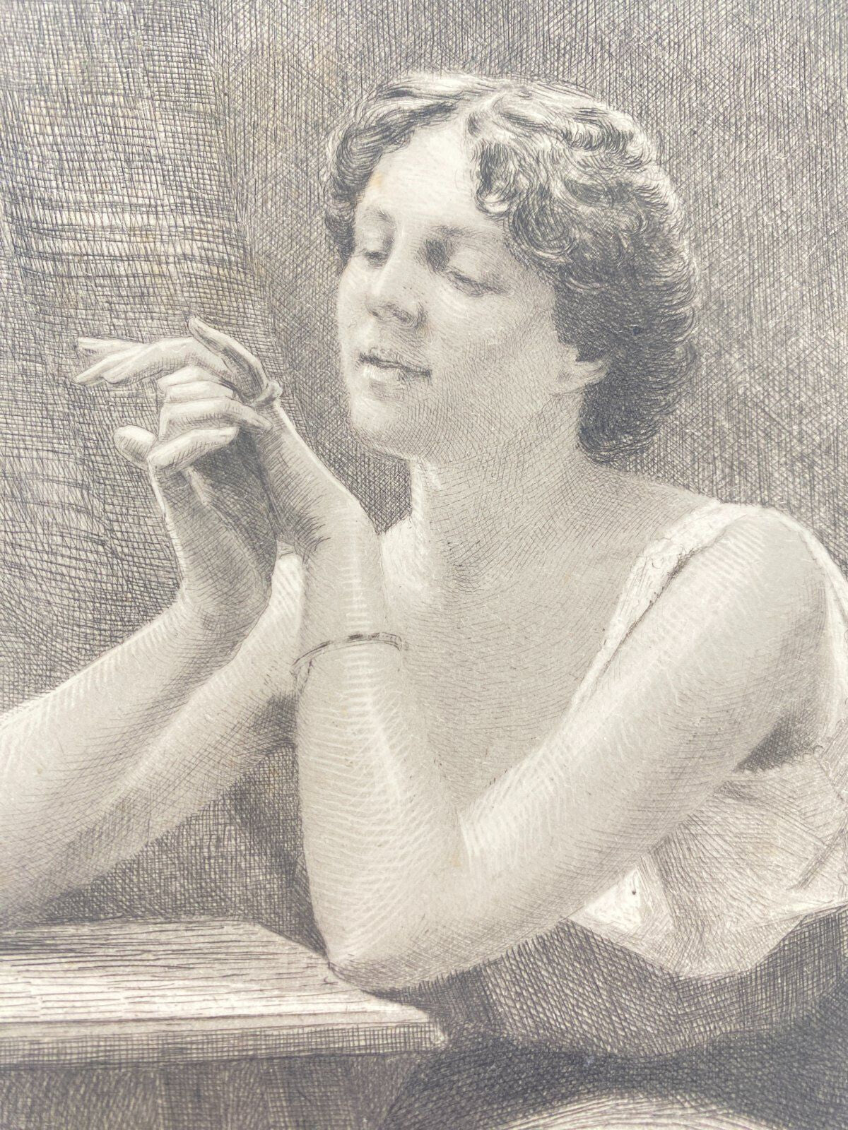 * RADIERUNG STICH HELLMUTH PHILIPP DRUCK FRAU DAME MÄDCHEN GRAFIK
