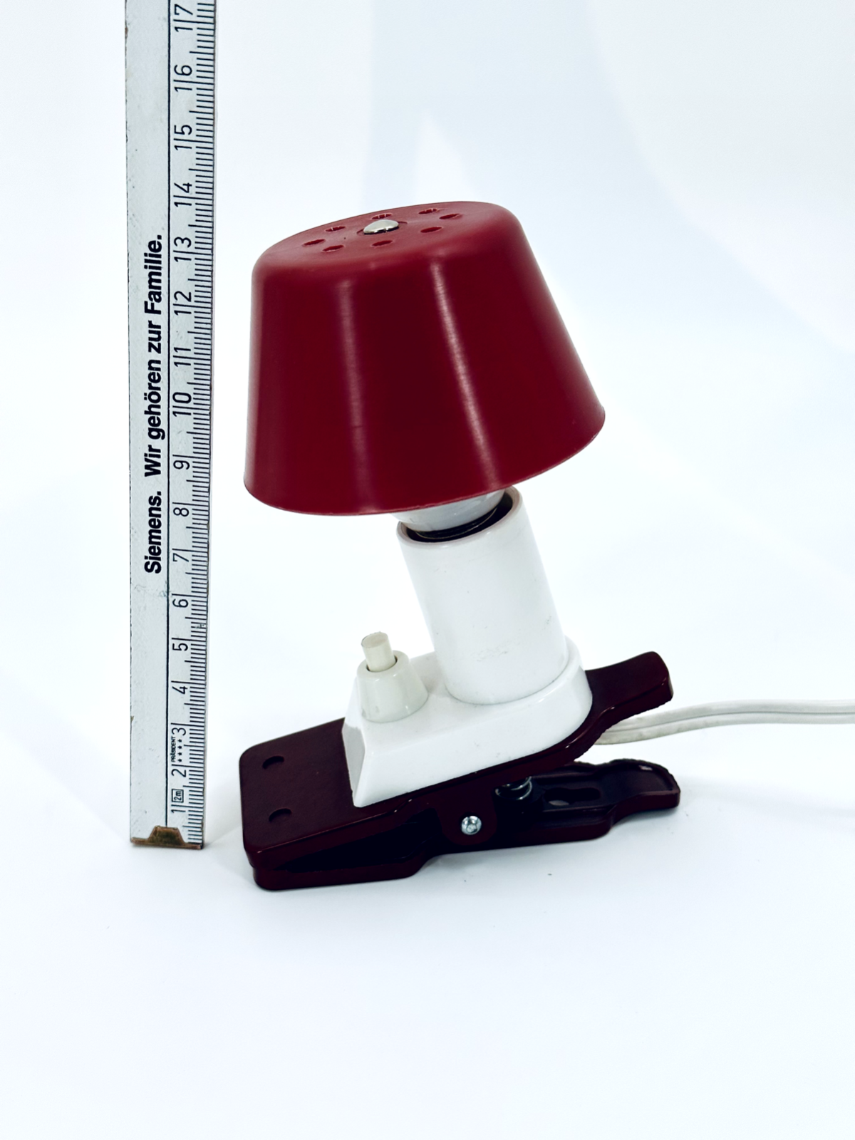 * KLEMMLEUCHTE SCHREIBTISCH LAMPE MUSHROOM ROT 1980er