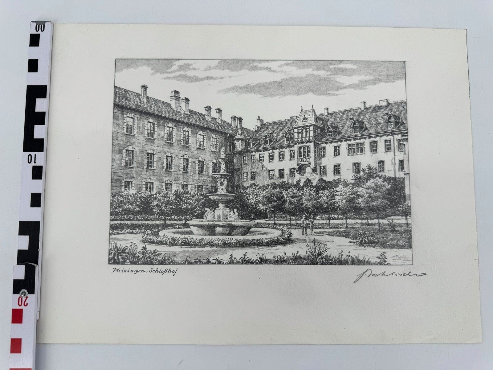* HEINZ WEHLISCH ZEICHNUNG MEININGEN SCHLOßHOF ANSICHT SIGNIERT