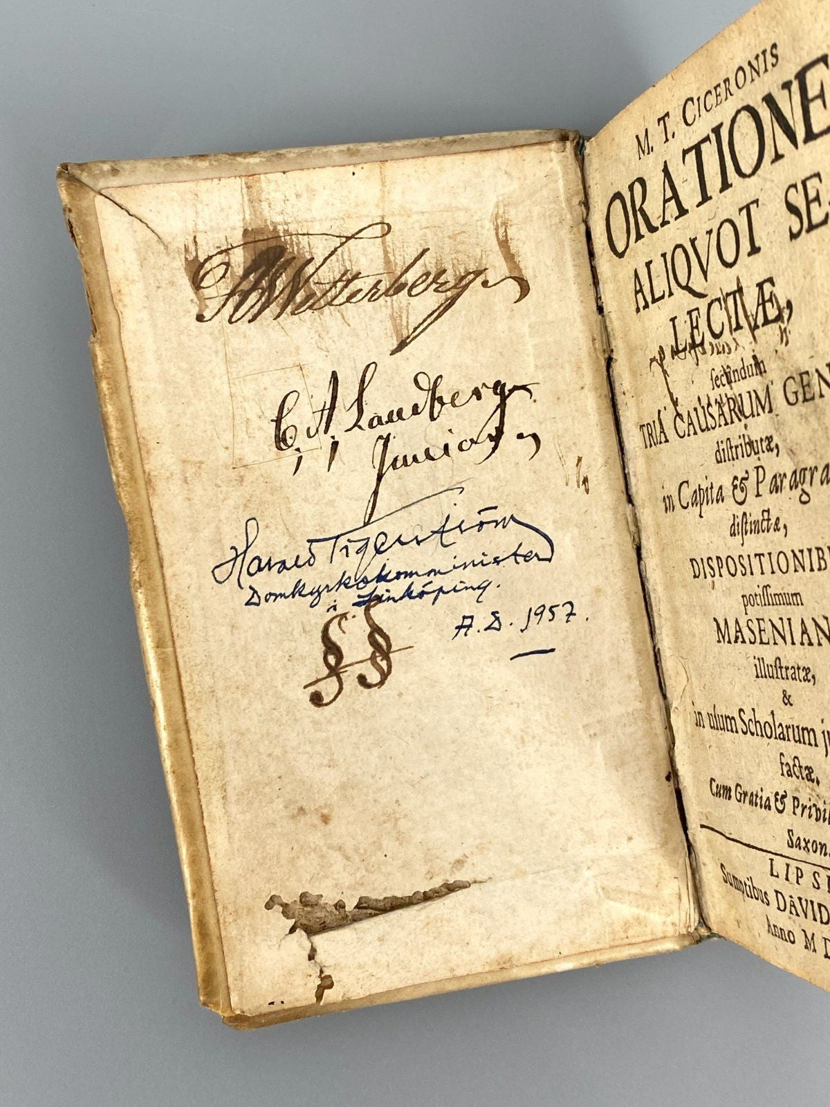 *BUCH CICERO CICERONIS ORATIONES ALIQUOT SELECTAE 1695 LEIPZIG