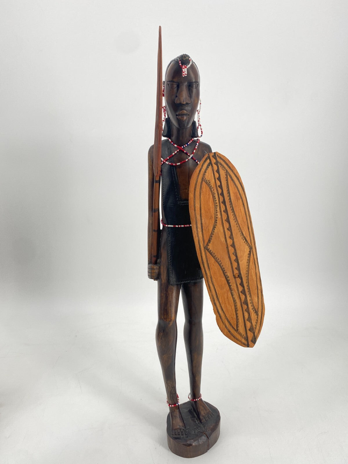 * 2 STK HOLZ FIGUREN MASSAI KENIA AFRIKA MANN FRAU STATUETTE SKULPTUR VINTAGE