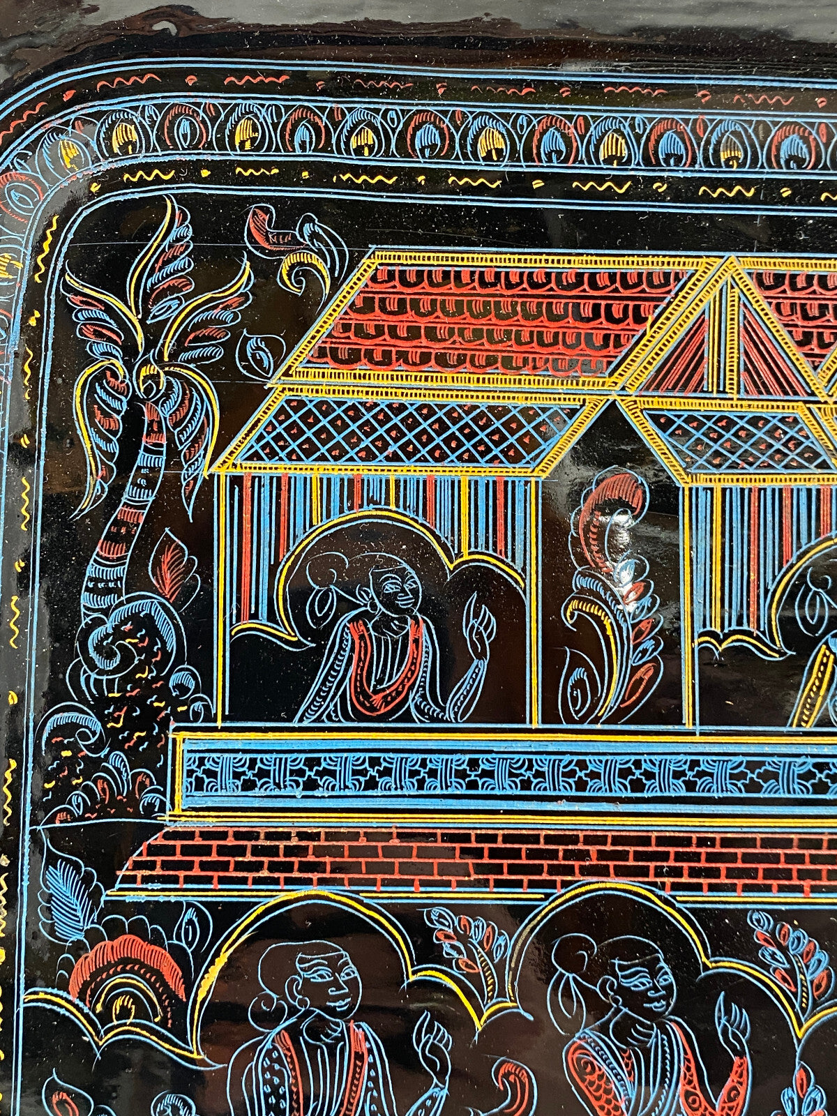 * TABLETT QUADRATISCH BURMESISCH MYANMAR BAMBUS LACKARBEIT LAQUERWARE