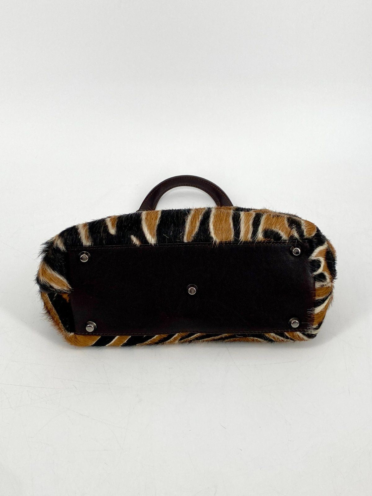 * ROSAMARO HANDGEMACHTE HANDTASCHE ITALIEN LEDER ZEBRA PRINT