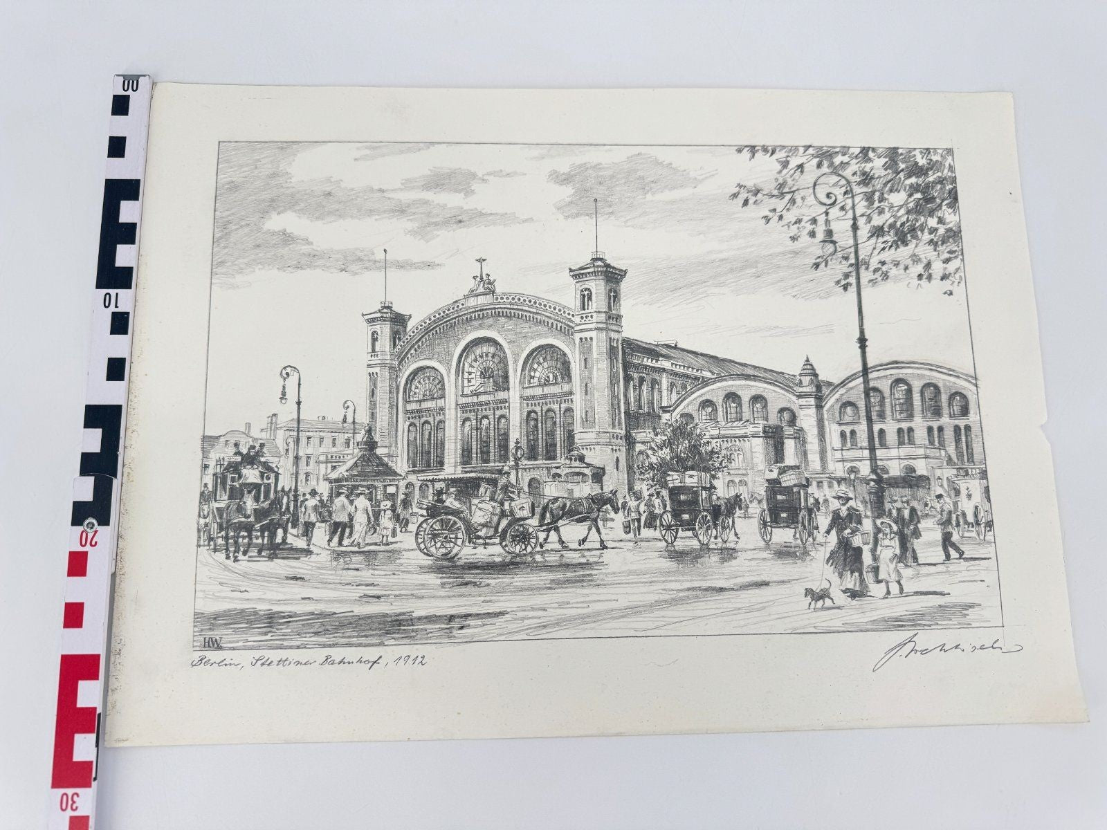 * HEINZ WEHLISCH ZEICHNUNG STETTINER BAHNHOF BERLIN ANSICHT 1912