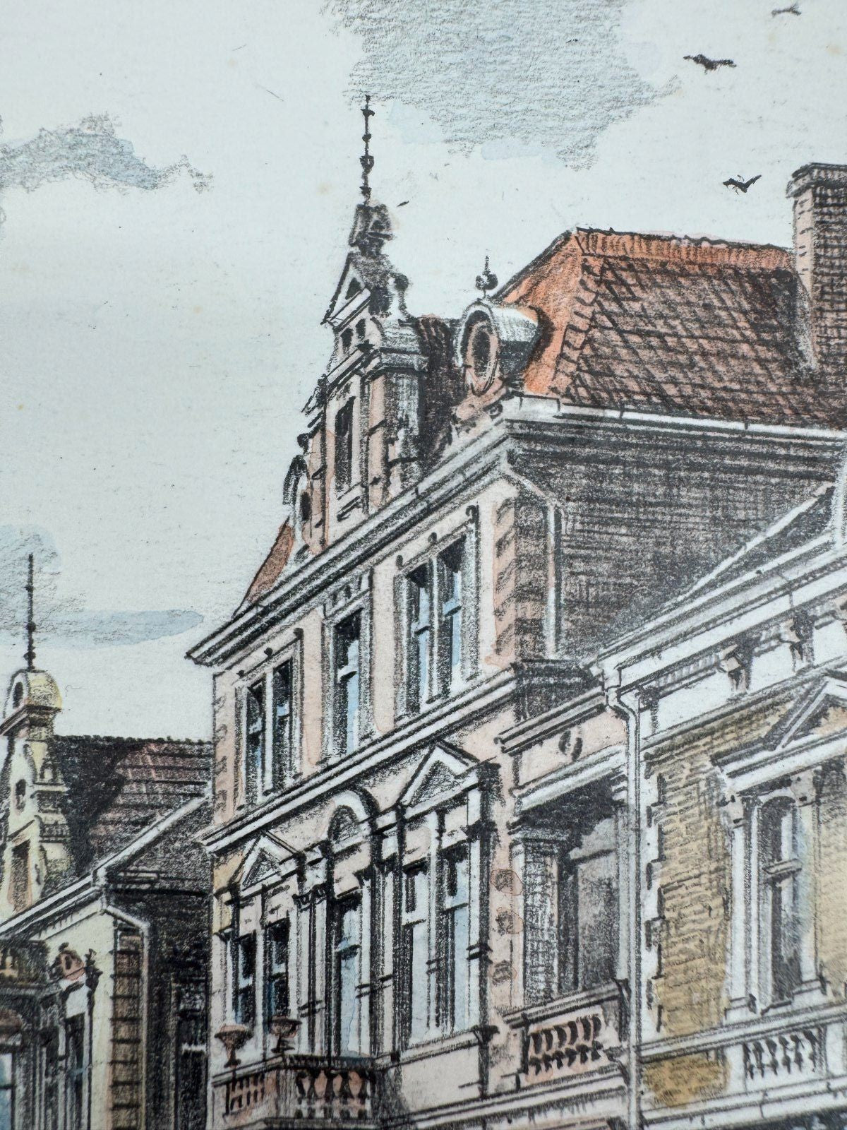 * HEINZ WEHLISCH ZEICHNUNG BUER MARKT UM 1905 ANSICHT SIGNIERT