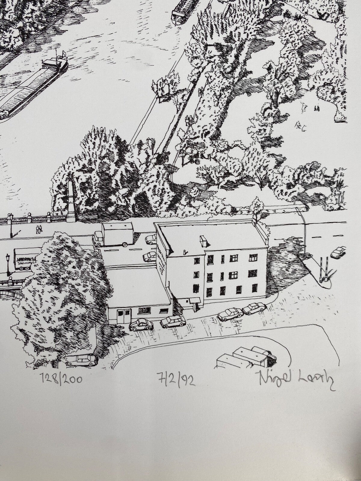 * NIGEL LEACH GRAFIK DRUCK BELLEVUE VOGELPERSPEKTIVE BERLIN HANSAVIERTEL
